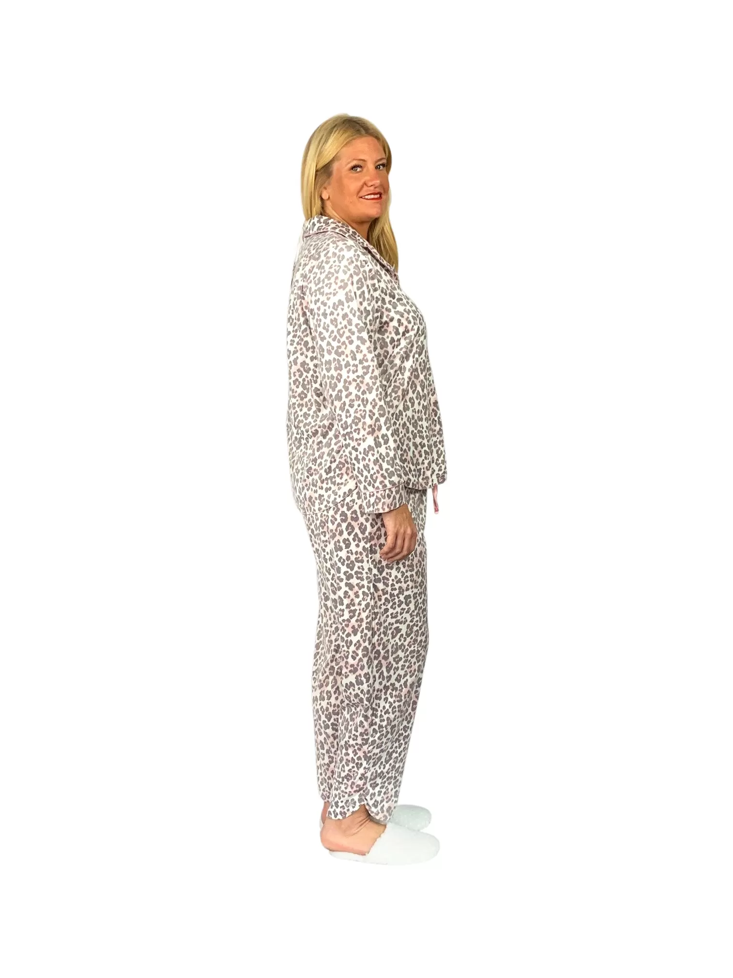 La Cera Plus Size Sheered Minky Fleece PJ Set