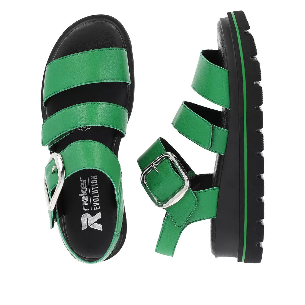 Ladies Evolution By Rieker Sandals Green Chunky Platform W1650-52 sale