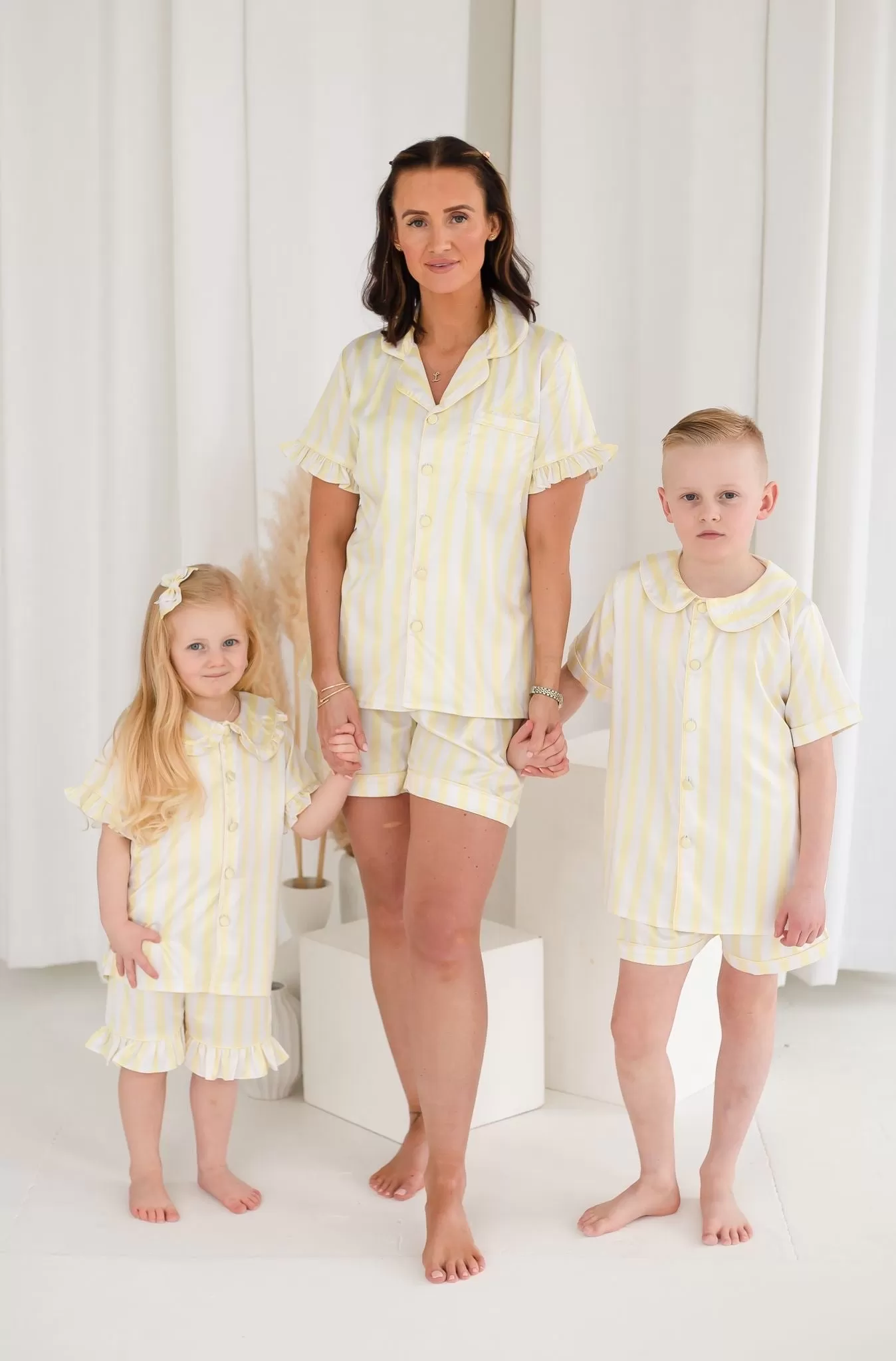 Ladies Lemon Stripe Pearl Pyjamas