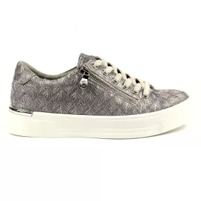 Ladies Lunar Shoes Layne Trainer Pewter Laced side zip