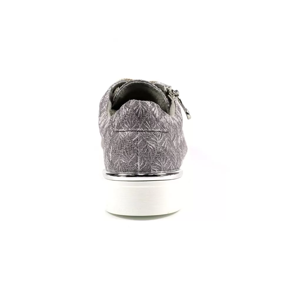 Ladies Lunar Shoes Layne Trainer Pewter Laced side zip