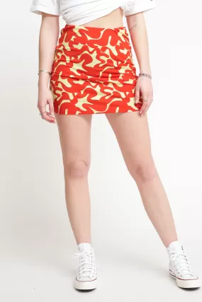 Ladies Skirt Banana Orange Squiggle