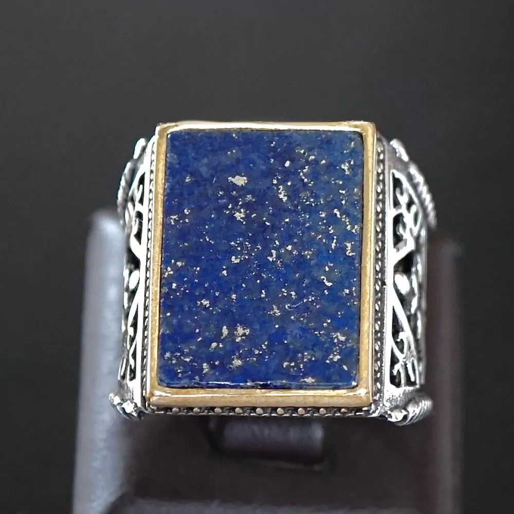 Lapis Lazuli Men's Ring 925 Sterling Silver Turkish Artisan Handcrafted Jewelry