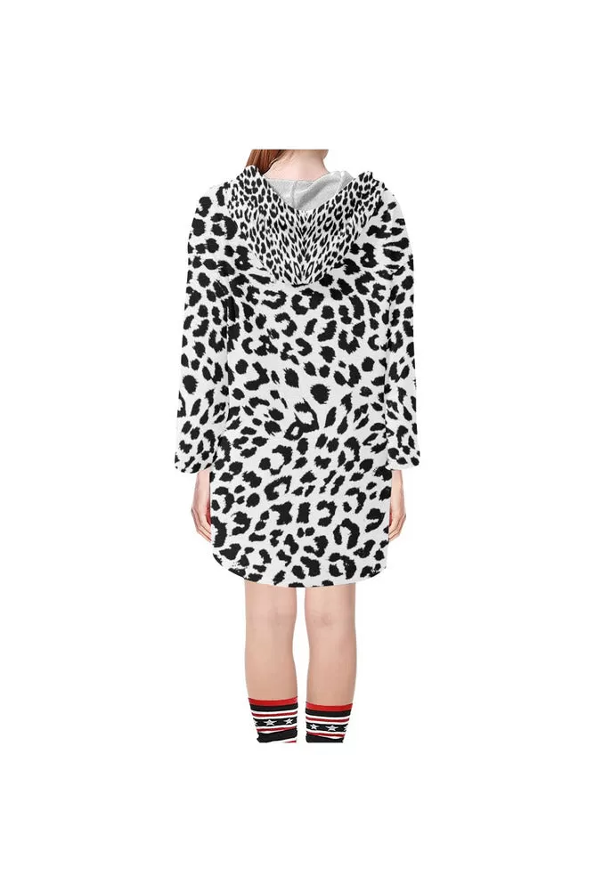 Leopard Print Step Hem Tunic Hoodie for Women (Model H25)