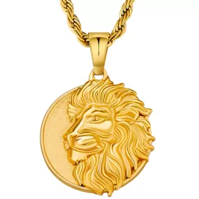 Lion Coin Pendant Necklace for Men LNCM