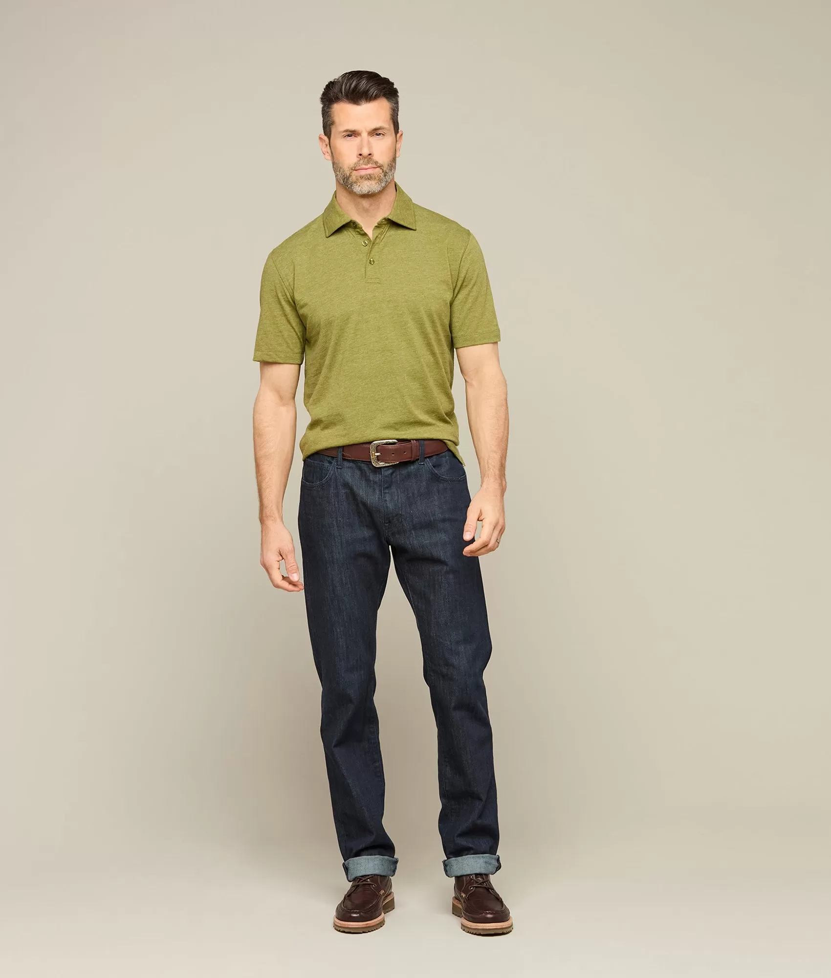 Lucchese Pima Blend Polo :: Olive