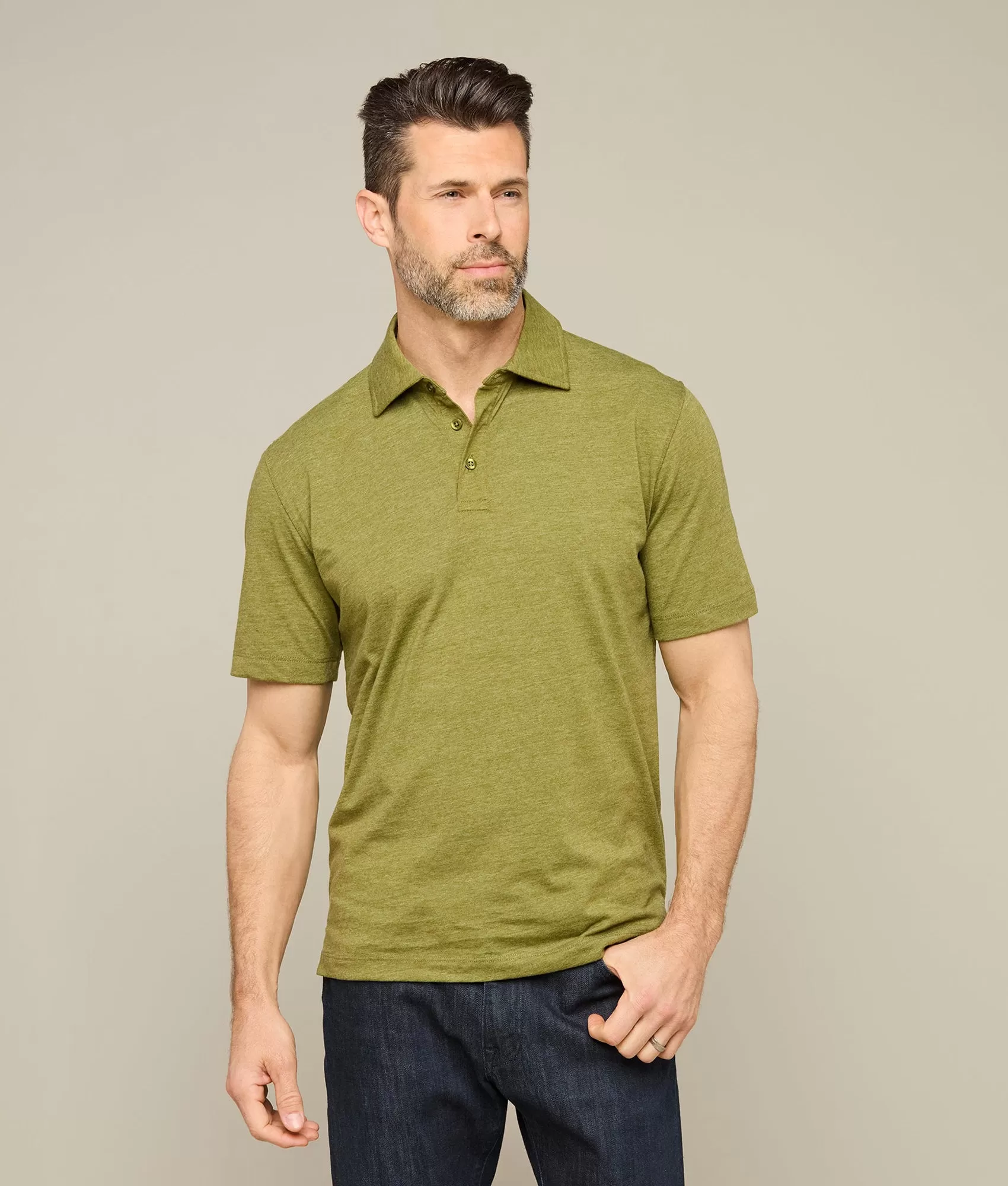 Lucchese Pima Blend Polo :: Olive