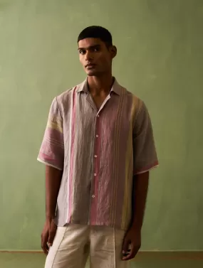 Mako Border Linen Shirt - Ash