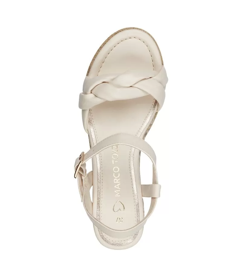 Marco Tozzi Womens Cream Woven Wedge Summer Sandal - 2-28353-42