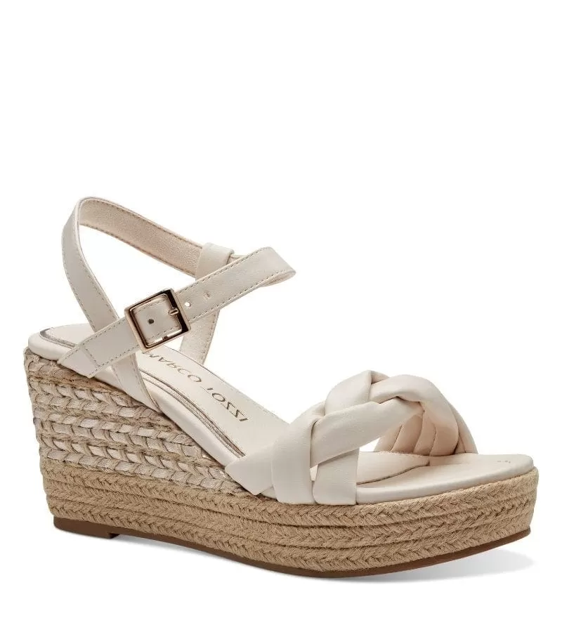 Marco Tozzi Womens Cream Woven Wedge Summer Sandal - 2-28353-42