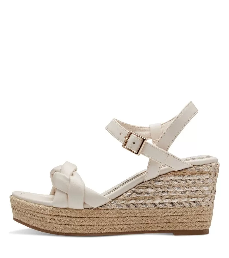 Marco Tozzi Womens Cream Woven Wedge Summer Sandal - 2-28353-42