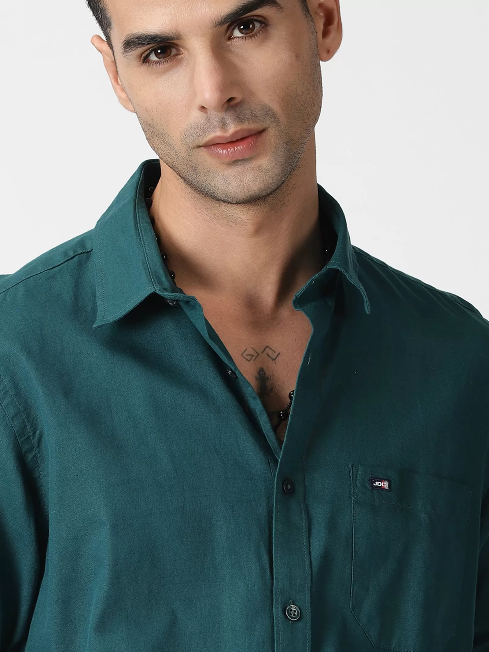 MEN'S DK GREEN SOLID SLIM FIT SHIRT