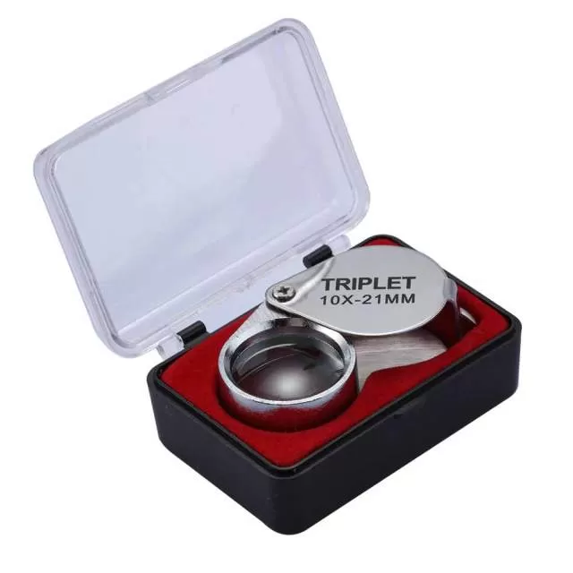 Metal Jewelry Magnifying Glass Jewelers Eye Tool Jewellery Folding Loupe Glass Lens Magnifying Triplet Glass Jewelry Diamond