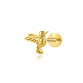 Mini Spring Bird Flat Back Stud Earring (18G)