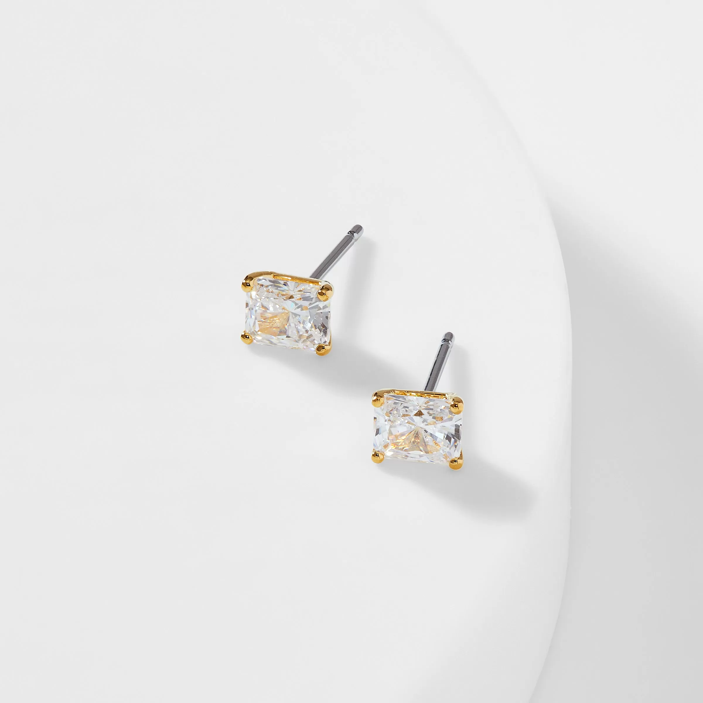 MODERN LOVE EMERALD CUT CZ STUD EARRINGS