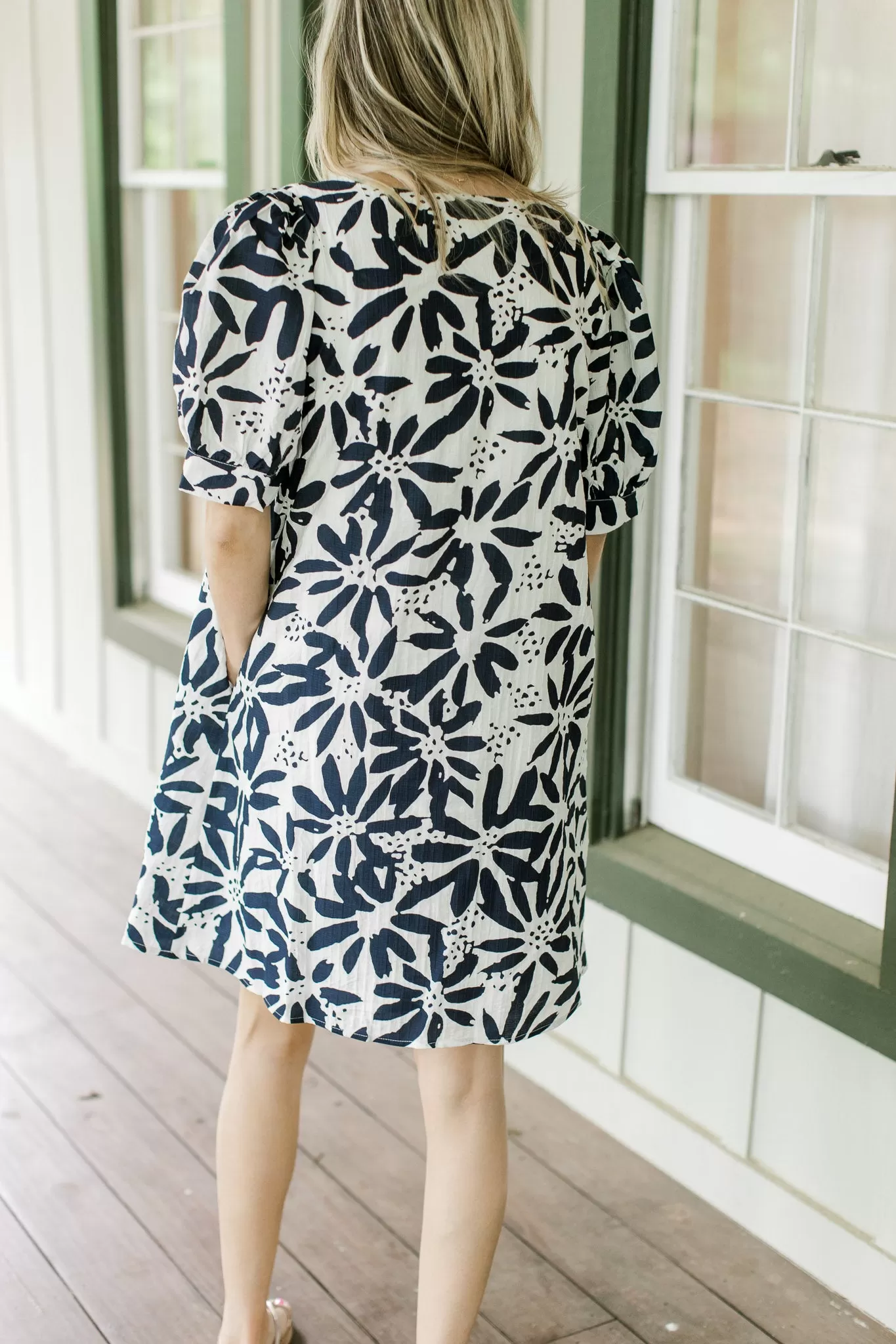 Navy Print Dress