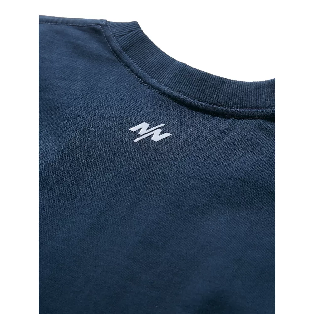 NINE POINT NINE ELEMENT LONG SLEEVES ROUND TEE-NAVY