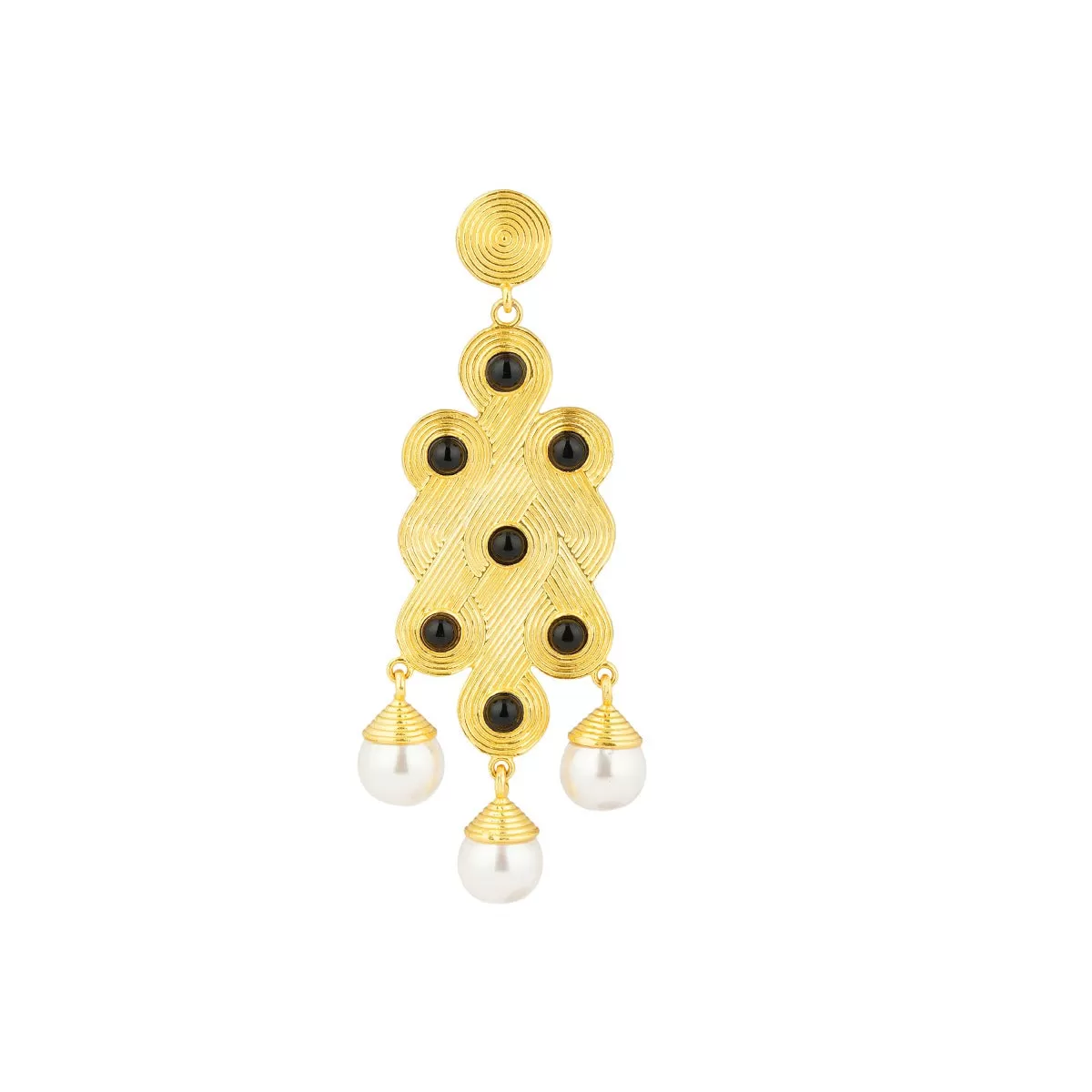 Onwards & Upwards Black Onyx & Pearl Chandelier Earrings