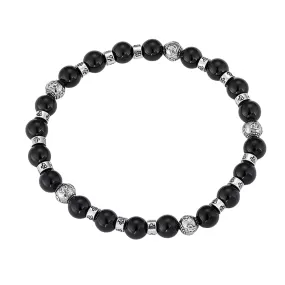 Onyx Bead Bracelet - Silver