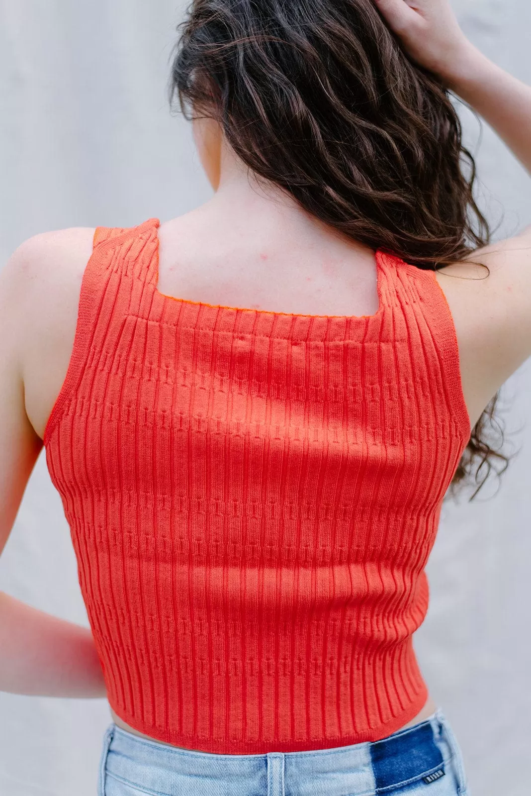 Orange Square Neck Tank