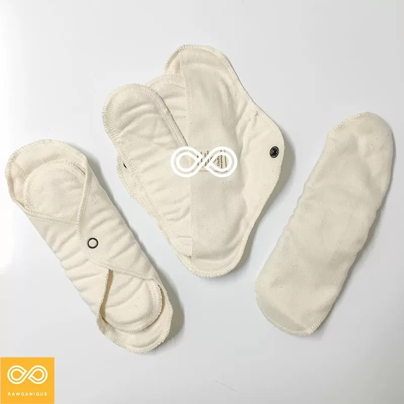 Organic Cotton Daytime 3-Pack Washable Menstrual Pads (Made in USA) (Latex-free)