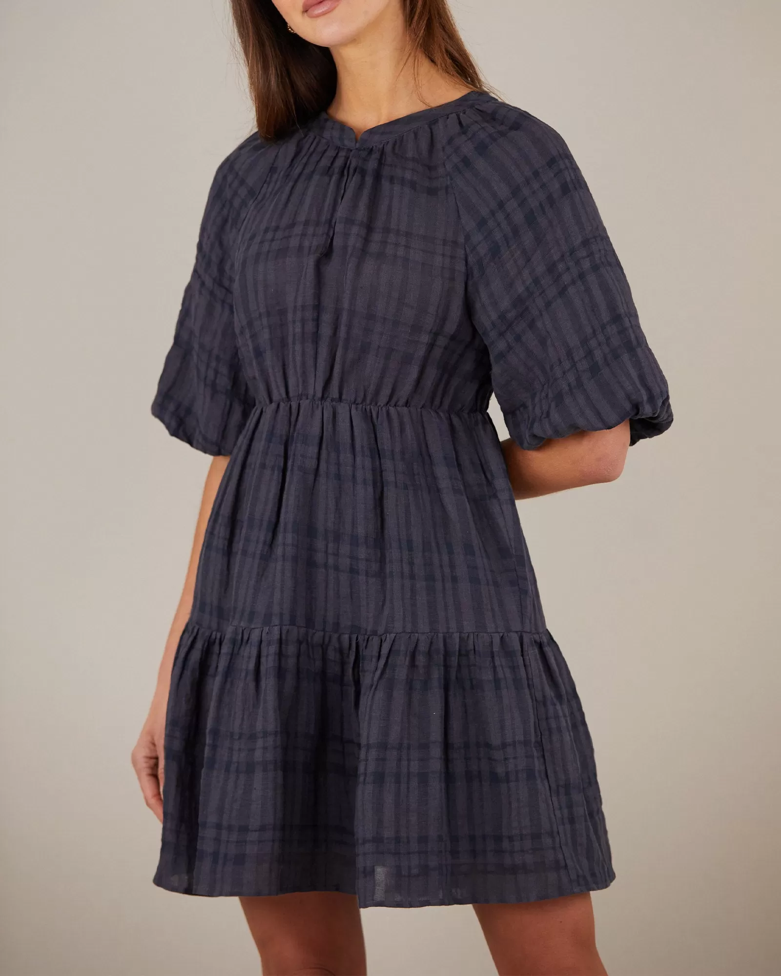 Pila Linen Mini Dress - Navy