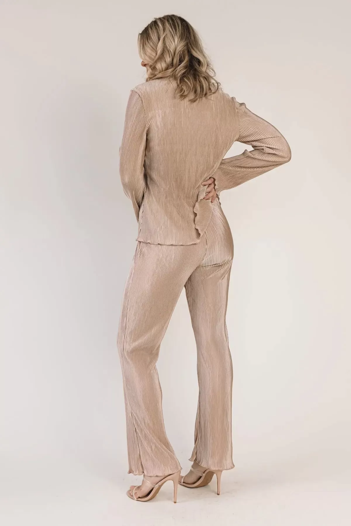 Plissé Panache Taupe Pants - Final Sale