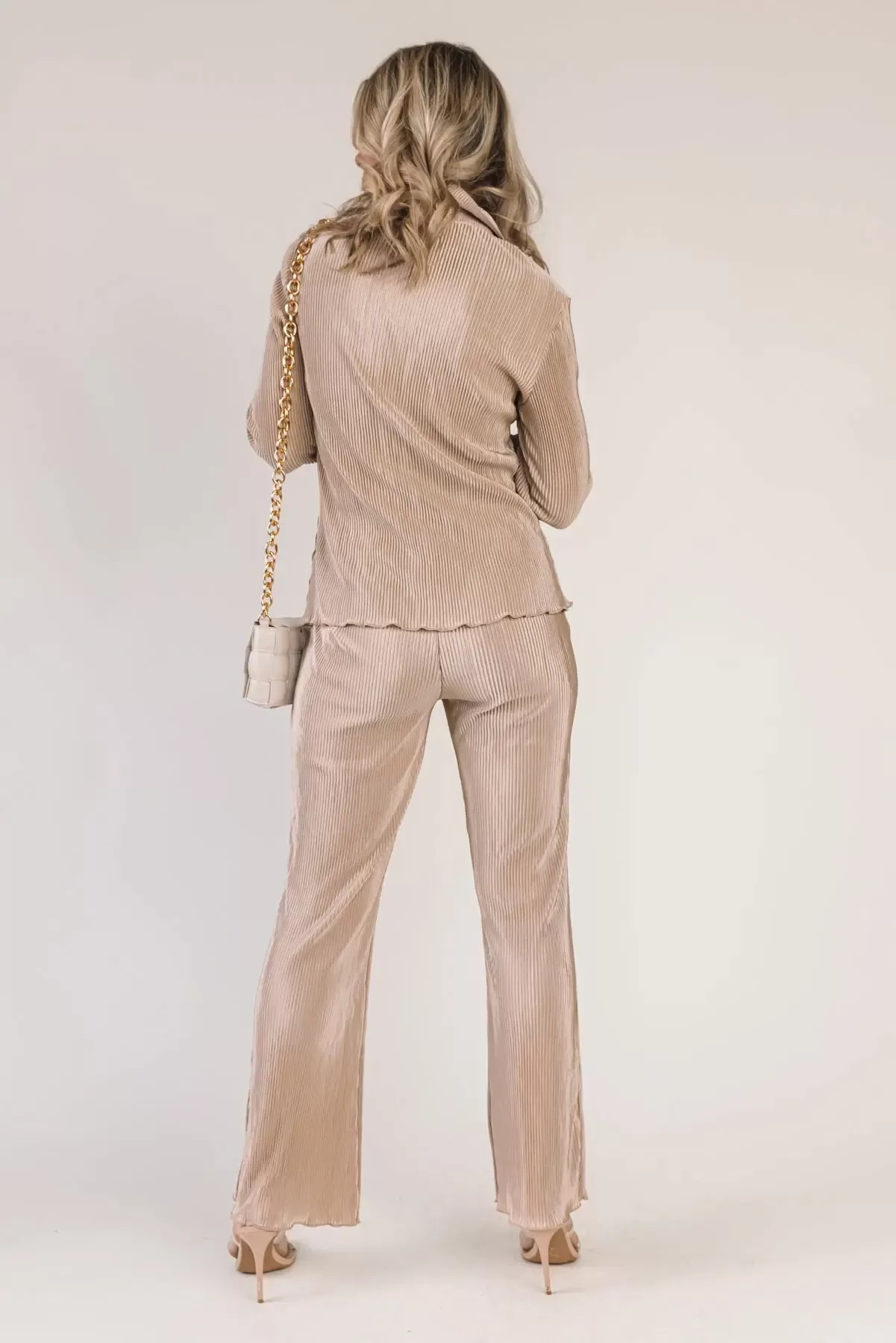 Plissé Panache Taupe Pants - Final Sale