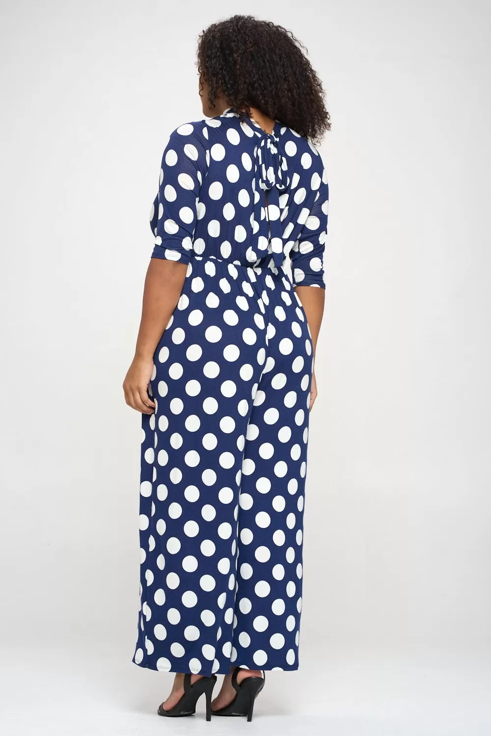 Polka Dot 3/4 Sleeve Jumpsuit