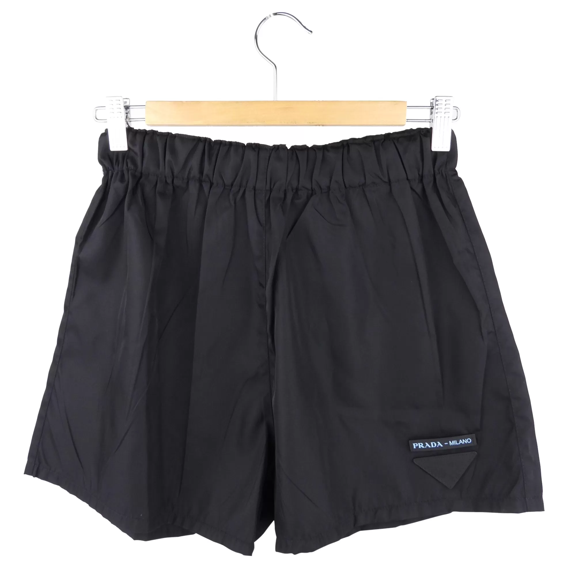 Prada Black Nylon Logo Patch Running Shorts - 40