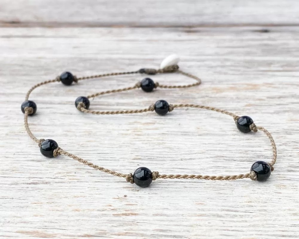 Princess Necklace-1757-Black Onyx Round Petite