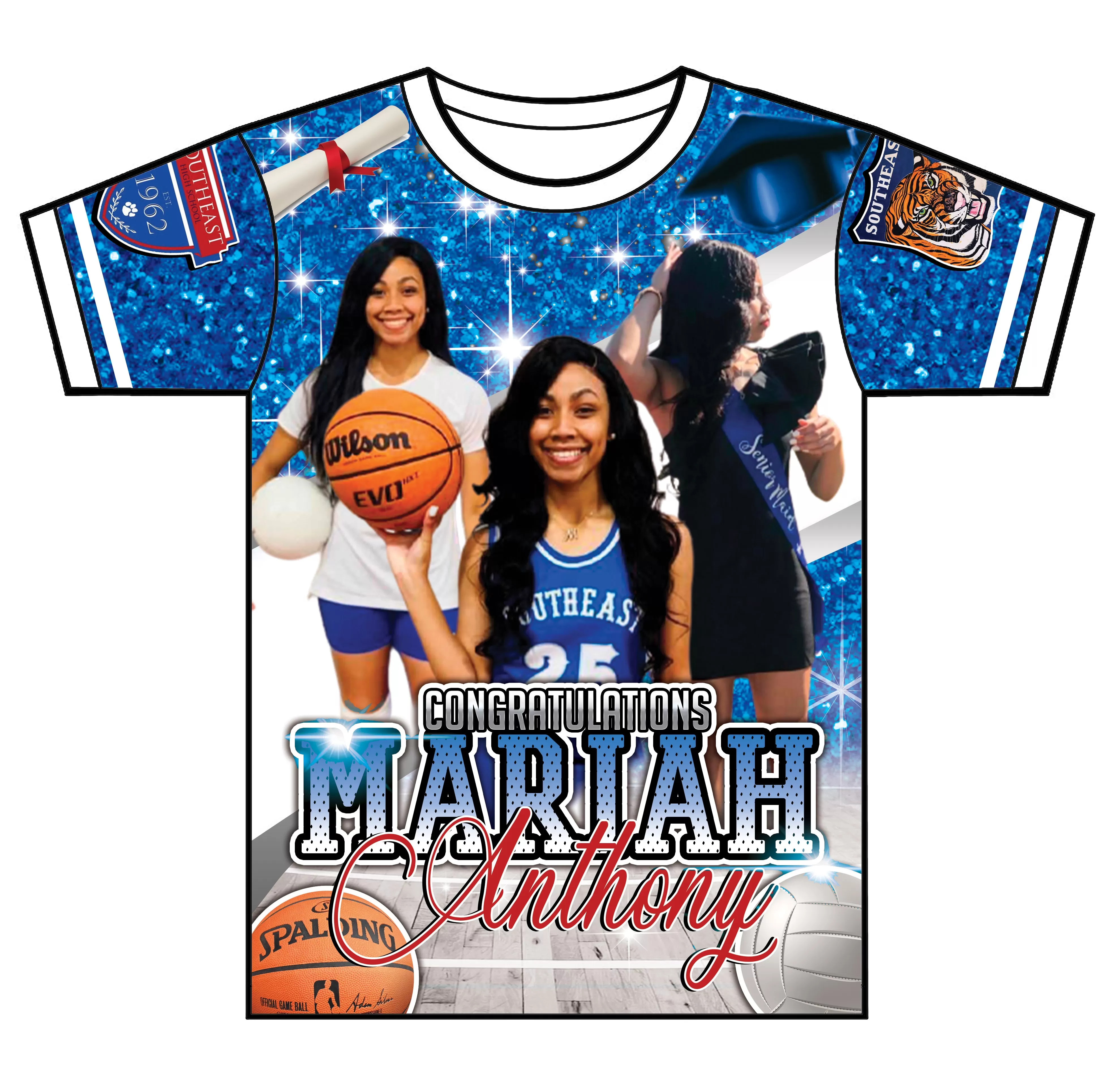 "Mariah" Custom Designed Graduation 3D shirt