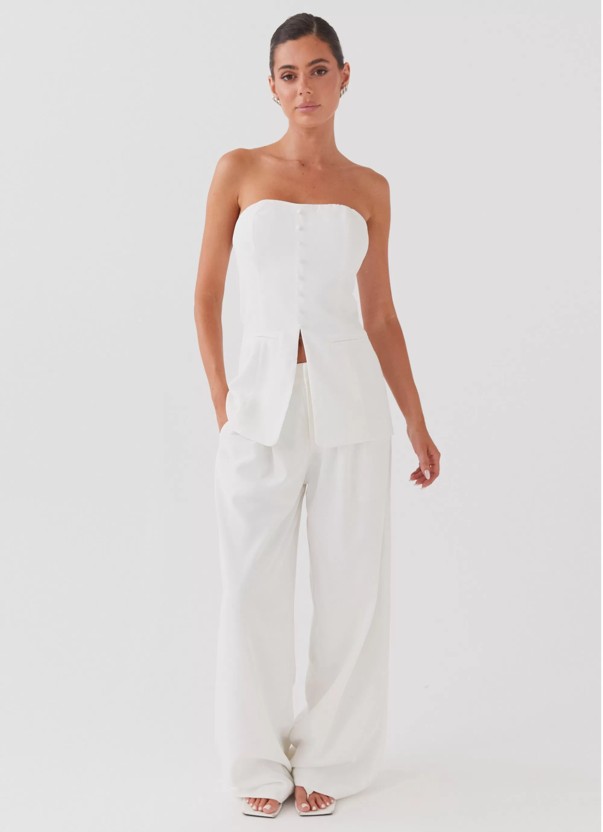 Riveria Tailored Strapless Top - Ivory