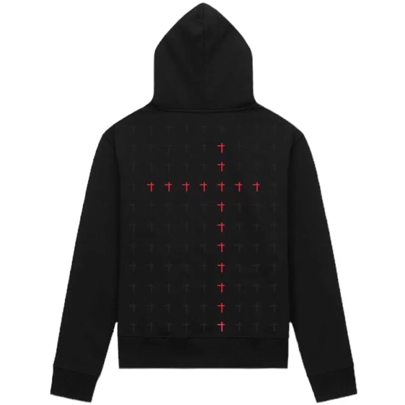 RTA Markus Black Red Long Cross Hoodie (Black/Red) MS24K628-T1181BKRCR