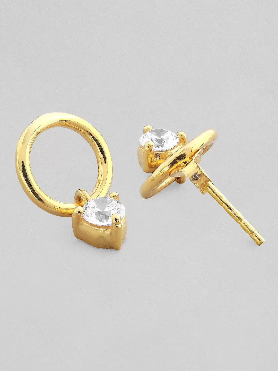 Rubans 925 Silver Never Ending Diamond Loop Drop Earrings.- Gold Plated