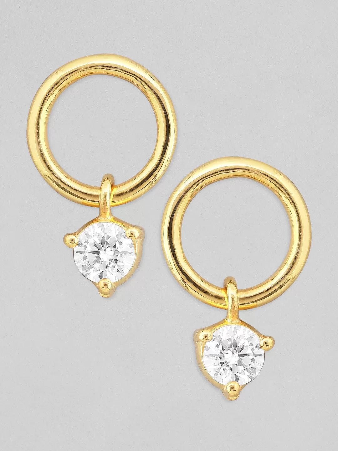 Rubans 925 Silver Never Ending Diamond Loop Drop Earrings.- Gold Plated