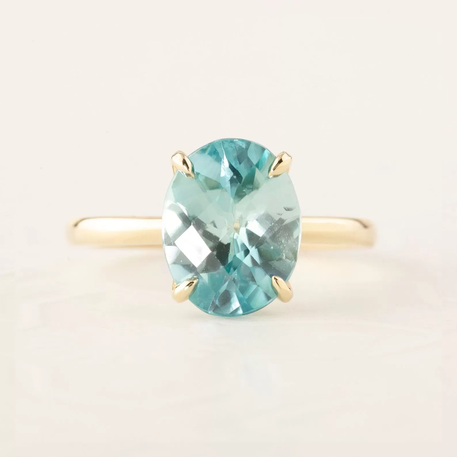 Sara Ring -Checker Board Cut 4ct Blue Zircon (One of a kind)