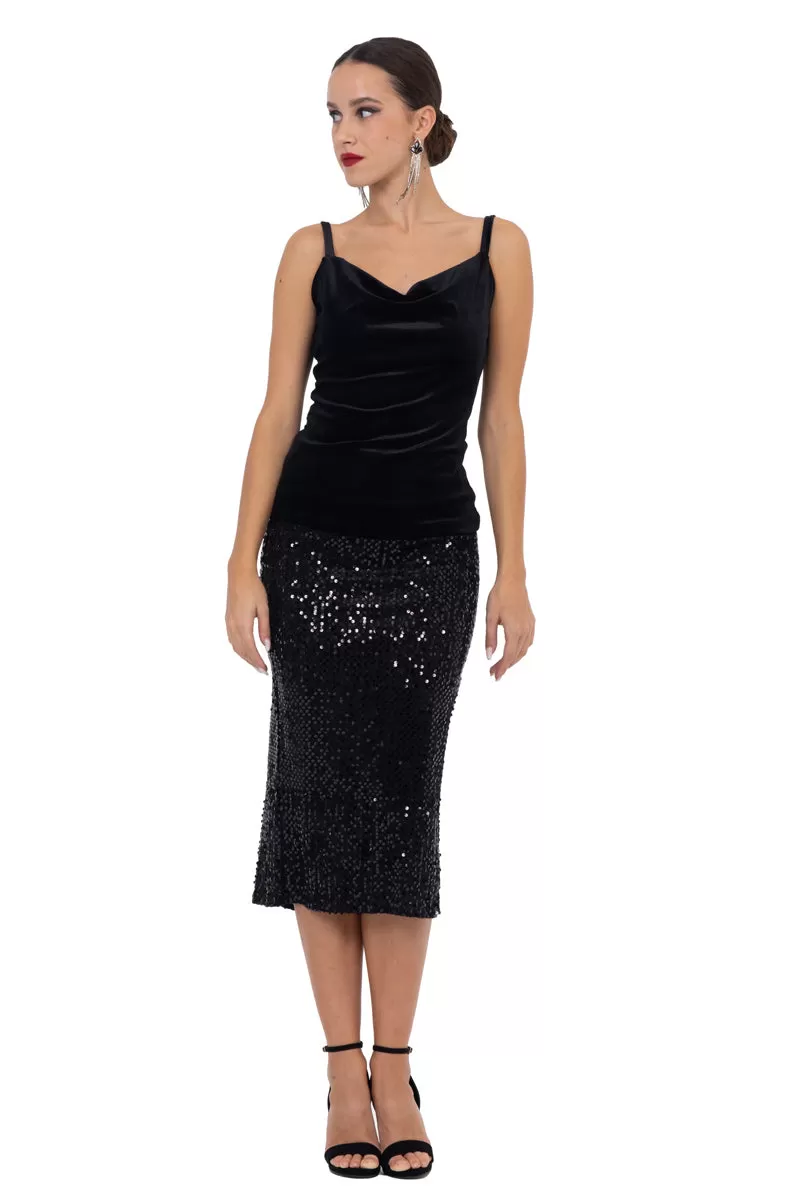 Sequinned Tango Skirt With Center Back Slit