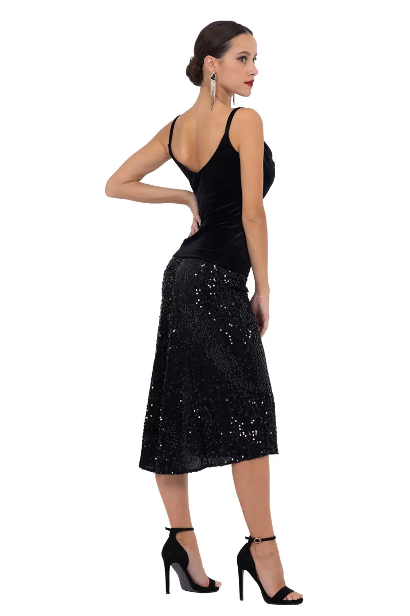 Sequinned Tango Skirt With Center Back Slit