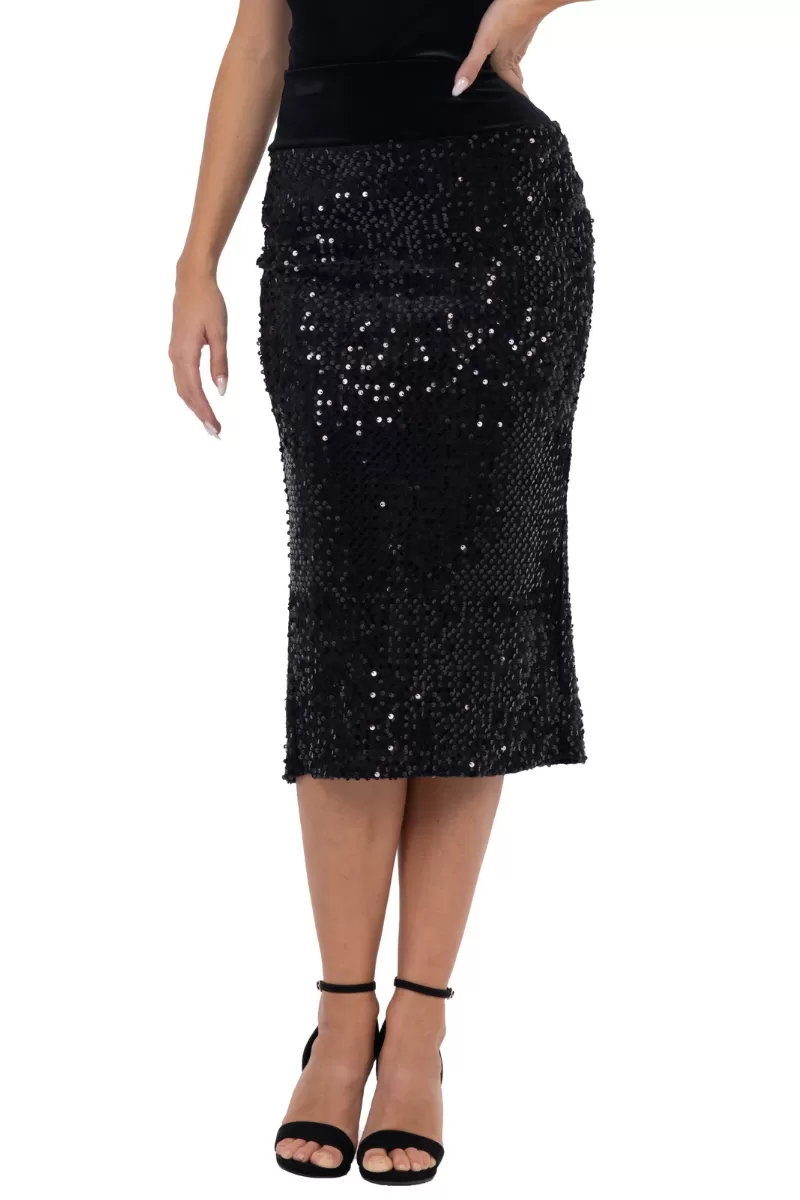 Sequinned Tango Skirt With Center Back Slit