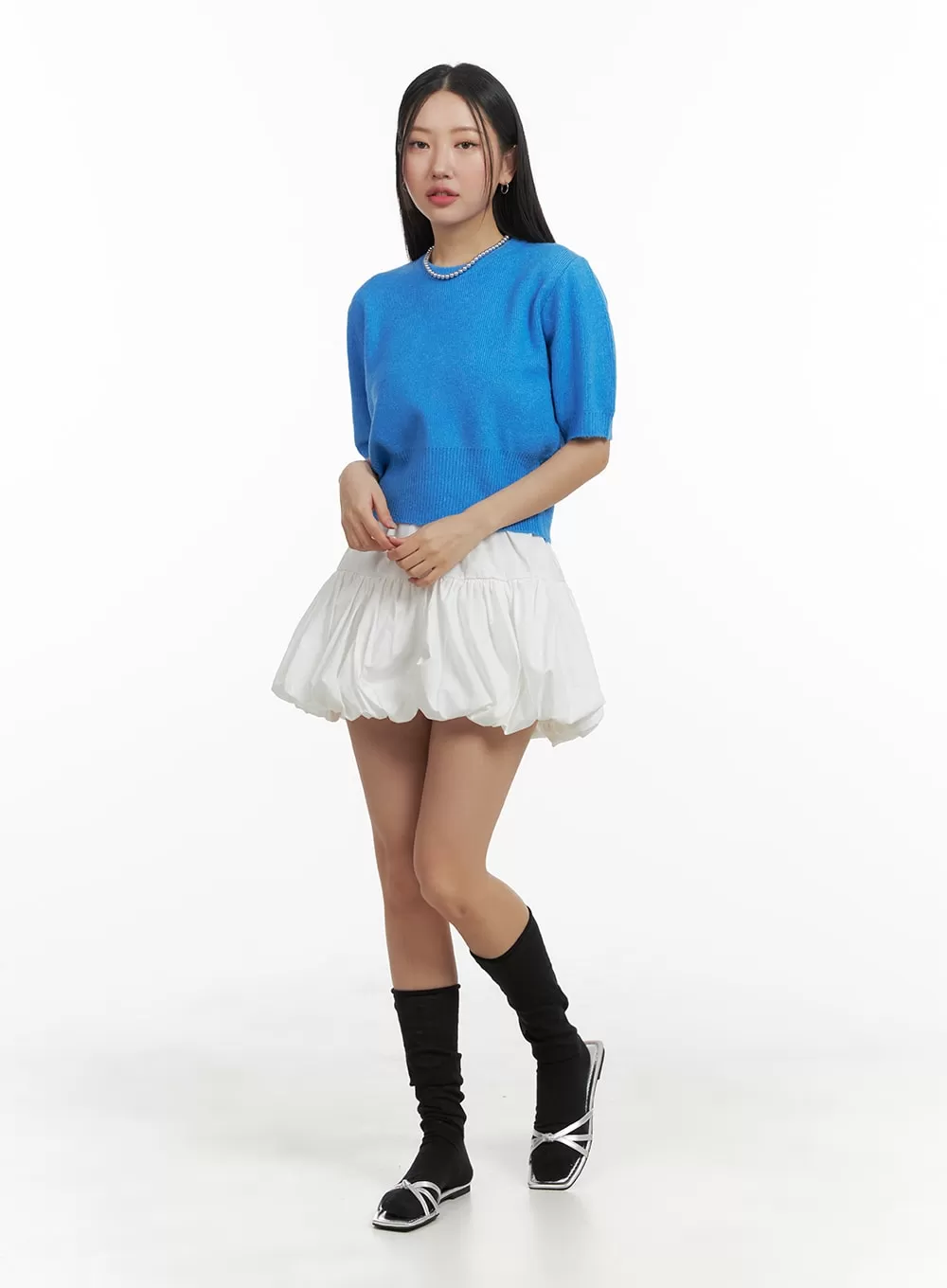 Shirred Bubble Mini Skirt OM428