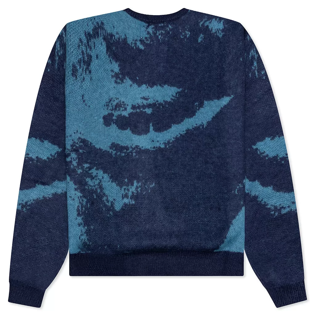 Smile Knitted Sweater - Blue