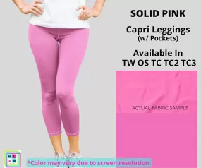 Solid Pink Capri Leggings w/ Pockets