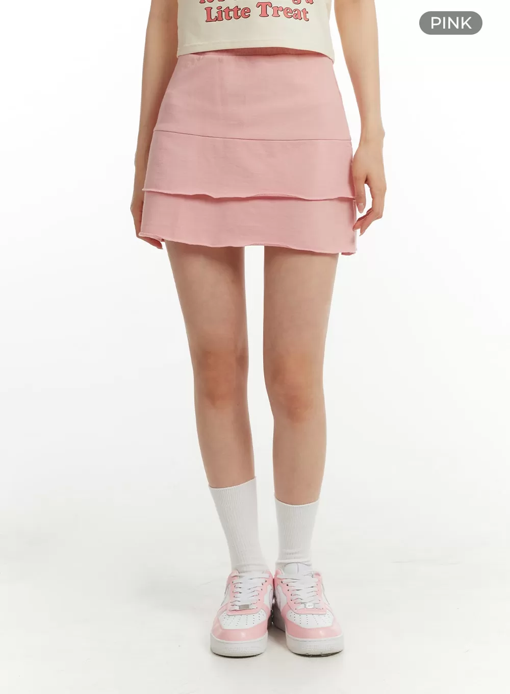 Solid Ruffle Layered Mini Skirt OM406