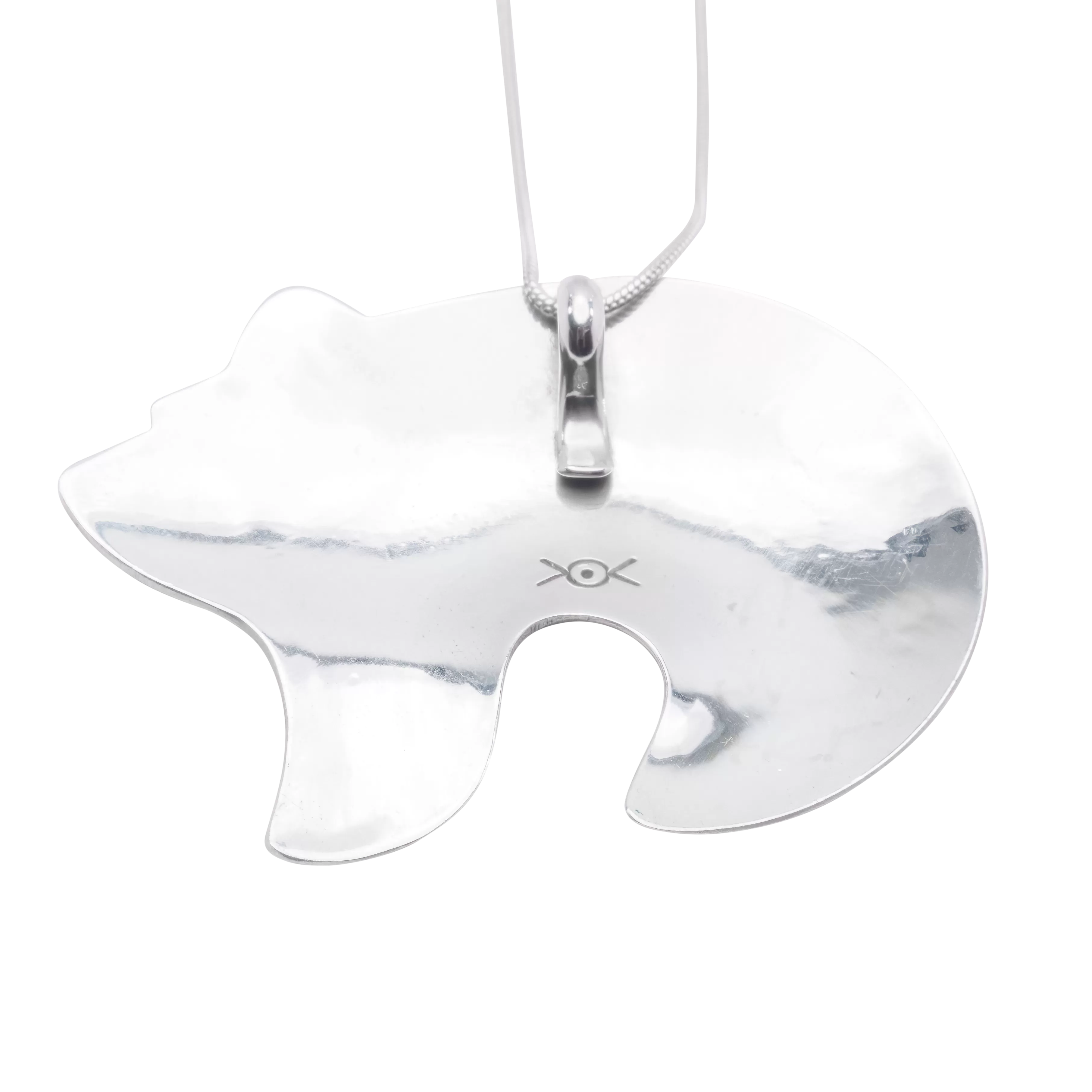 Sterling Silver Handstamped Bear Pendant with Chain | Norbert Peshlakai