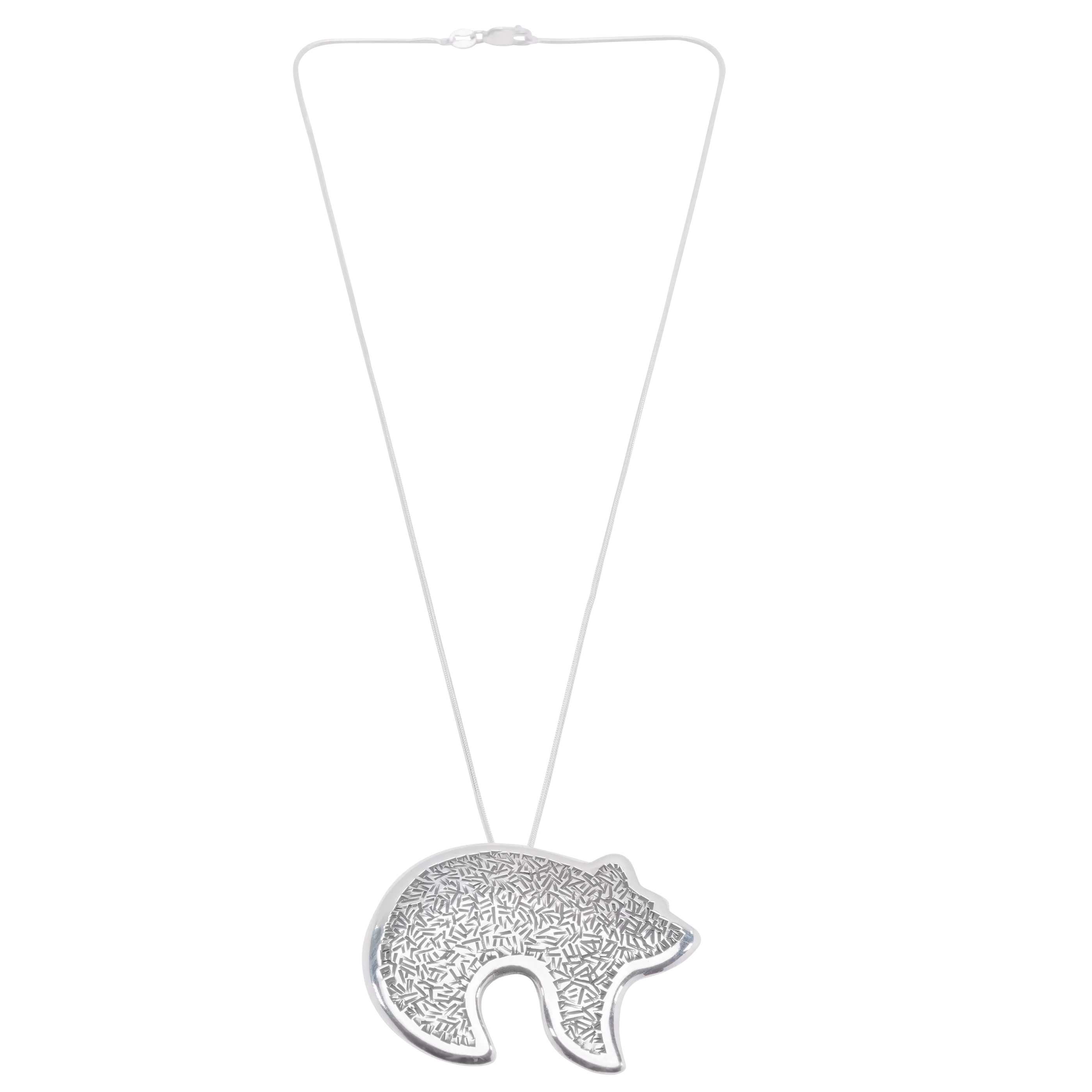 Sterling Silver Handstamped Bear Pendant with Chain | Norbert Peshlakai