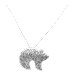 Sterling Silver Handstamped Bear Pendant with Chain | Norbert Peshlakai