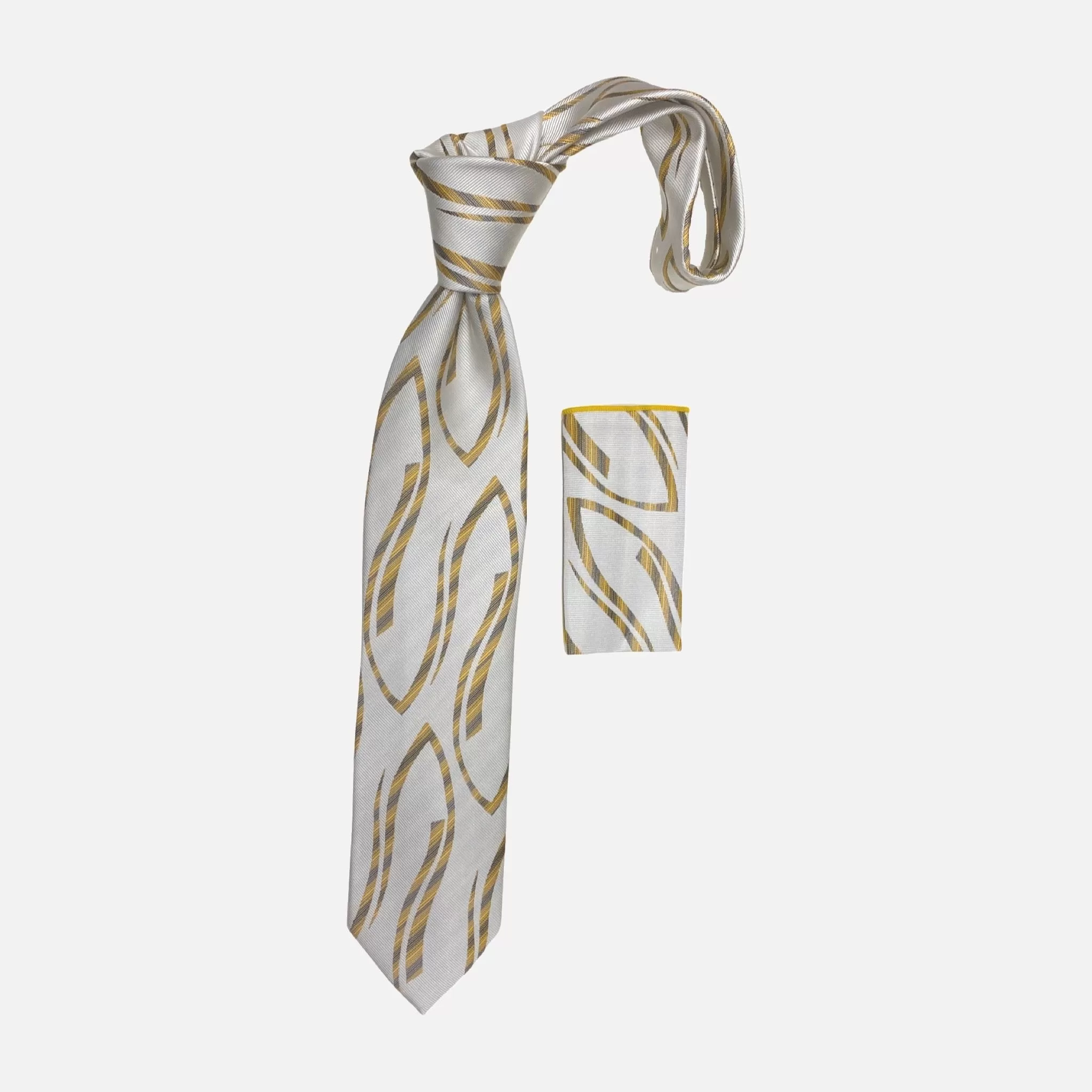 Steven Land Big Knot Silk Tie BW2403: Timeless White Elegance