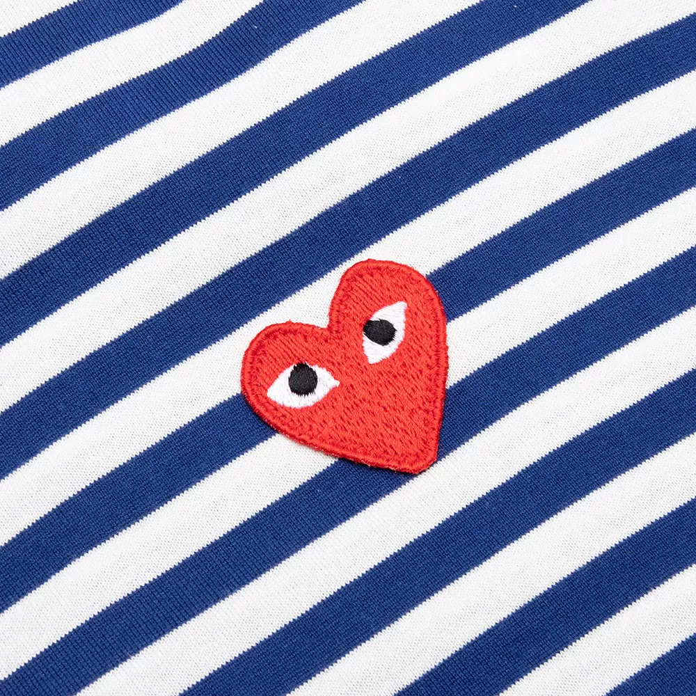 Striped Big Heart L/S T-Shirt - Blue/White