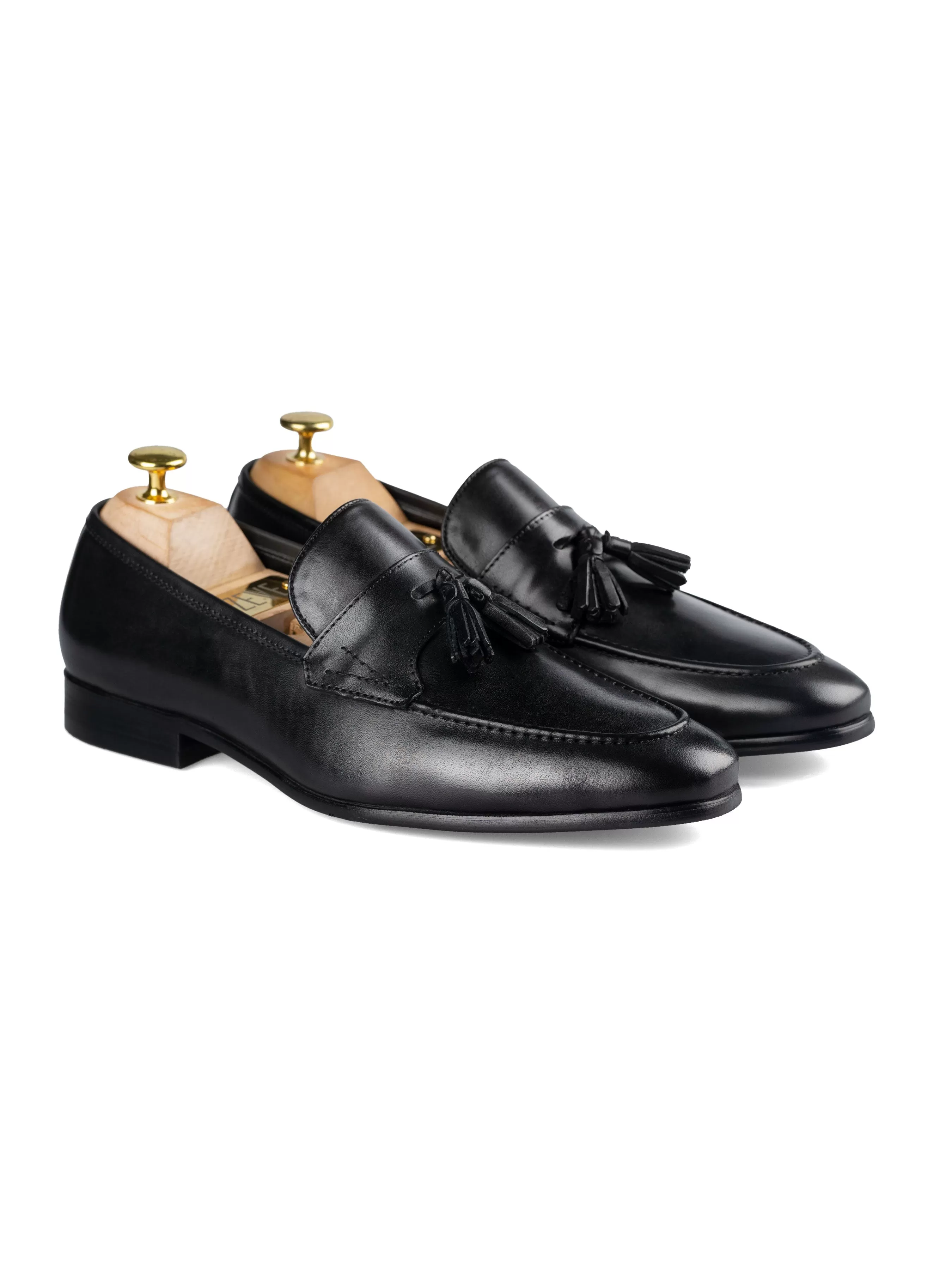 Tassel Loafer Wing Strap - Solid Black